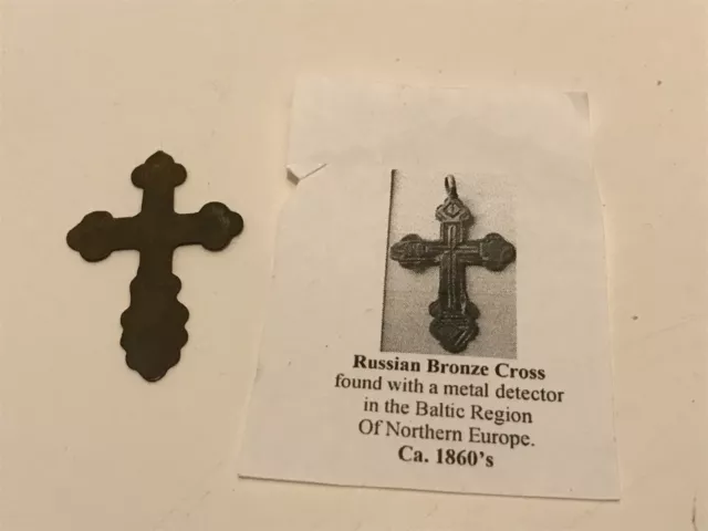 Antique Russian Bronze Cross circa 1860s found in Baltic Region