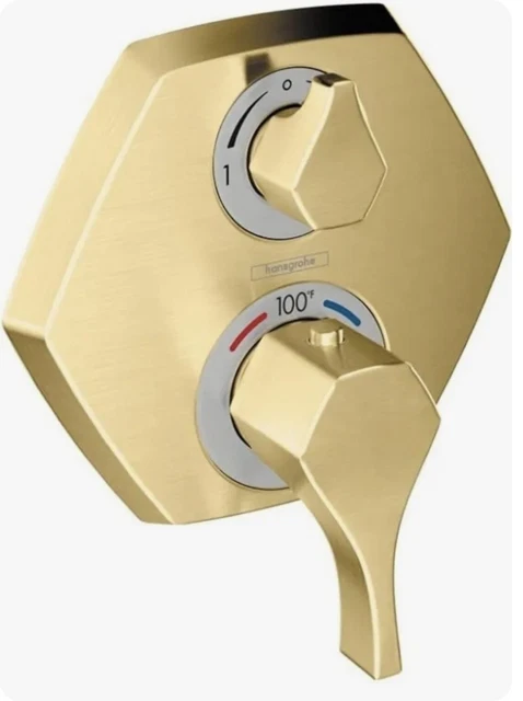 Desviador de 2 salidas de válvula térmica Hansgrohe Locarno 0482025 oro cepillado *LEER*