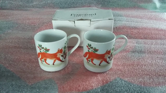 Lot De 2 Mugs Fragonard - Motif Multicouleur, Occasion Avec Légères Traces D'usage