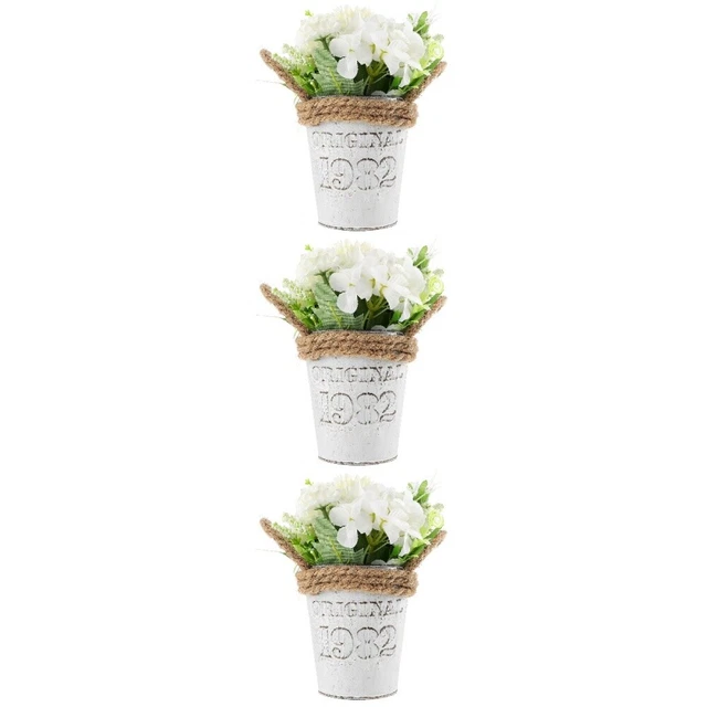 3x Künstliche Indoor Pflanzen Bouquet mit Metall Vase Faux Anlage Bouquets