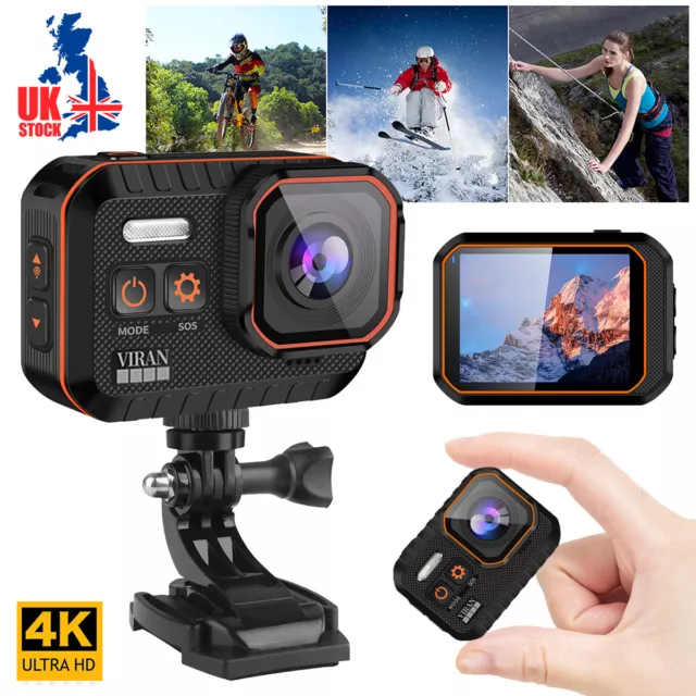 Anti-Shake Action Camera 4K 60FPS WiFi HD1080P Sports Cam Waterproof 170° Remote