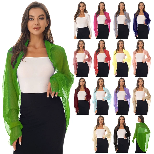 YiZYiF Damen Chiffon Lange Cardigan Jacke Sonnenschutz Shrug Top Bikini Cover Up