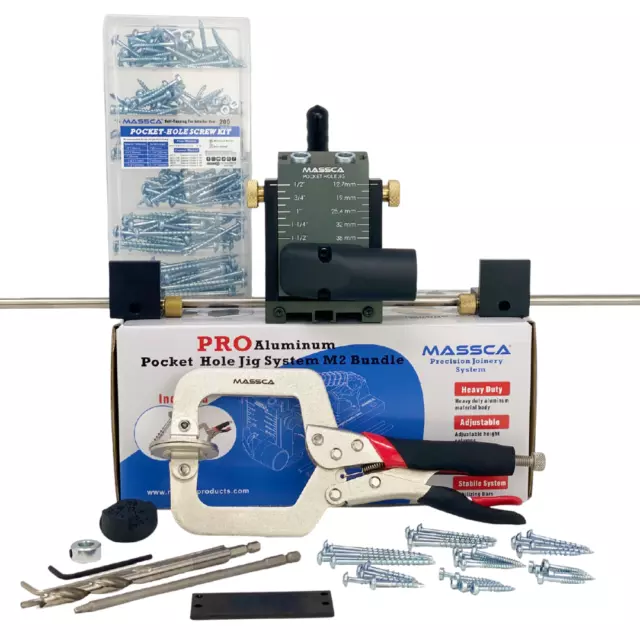 Massca M2 PRO Aluminum Pocket Hole Jig System Bundle