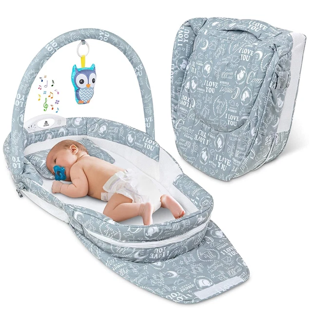 Lil’ Jumbl Snuggle Nest Bed, Foldable Baby Travel Bassinet Sleeper