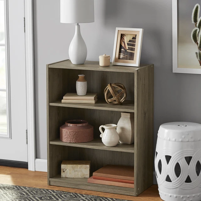 BOOKCASE Storage with Adjustable Shelves Rustic Oak 3-Shelf 31" MAINSTAYS