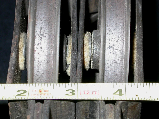 Pair Antique Vintage Barn Door Line Pulleys 3 3/8” Wheel Farm Tool - Lot of 2 10