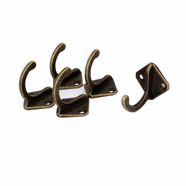 28mm x 28mm Robe Hat Coat Wall Hanging Hook Single Prong Hanger Bronze Tone 5PCS