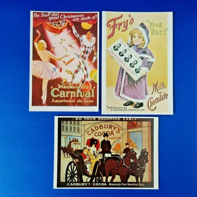 Set of 3 Chocolate Advertising Advert Postcards Mackintosh's Cadbury's Fry's OB6