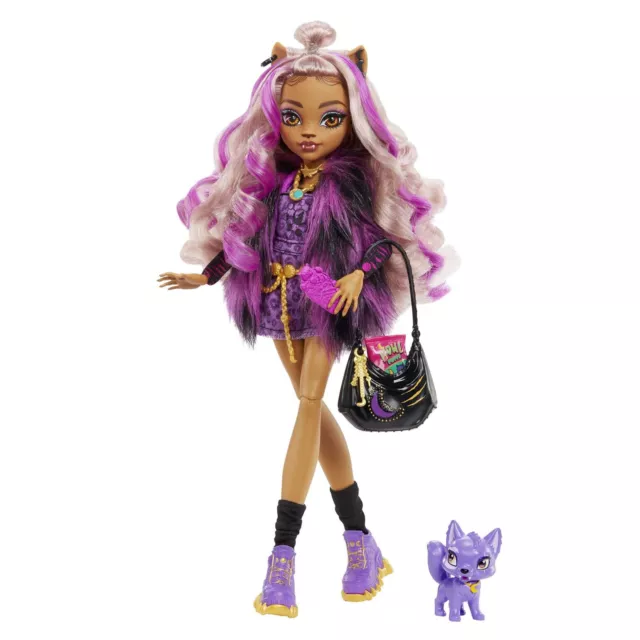 Monster High Crescent Clawdeen Wolf Doll, Fashion Werewolf Doll with Pink and Bl 2