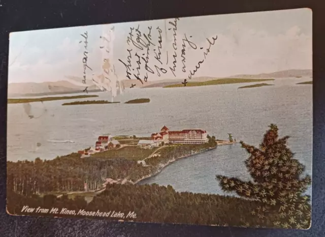 vtg postcard View from Mt. Kineo Moosehead Lake Maine Leighton Germany unposted