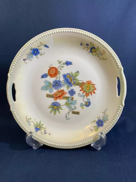 Handled Serving Plate with Floral Design by Koenigszelt Silesia- Made in Germany