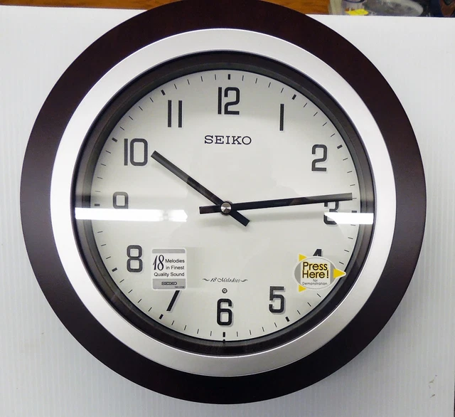 Seiko "Easton" Musical  Wall Clock With 18 Different Hi-Fi Melodies  Qxm547Blh