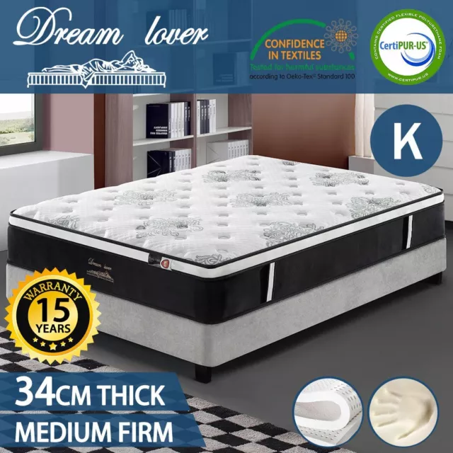 KING Mattress *9 Zone Pocket Spring Mattress Latex Foam EuroTop *DREAM LOVER