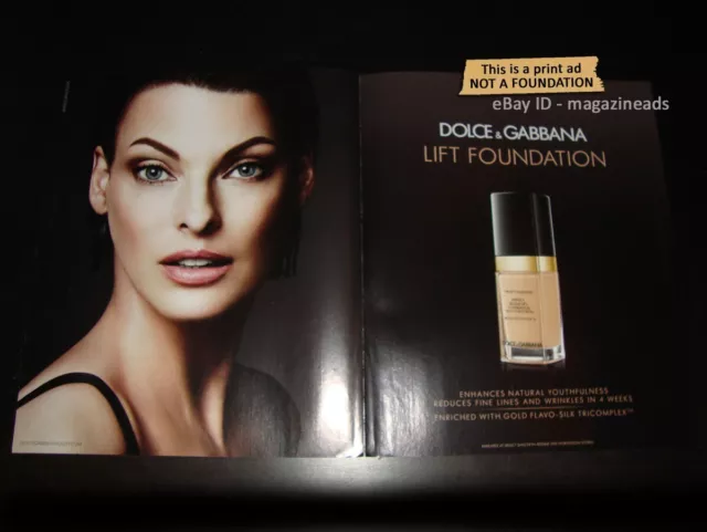 DOLCE & GABBANA Beauty 2-Page PRINT AD 2014 BEAUTIFUL WOMAN Linda Evangelista