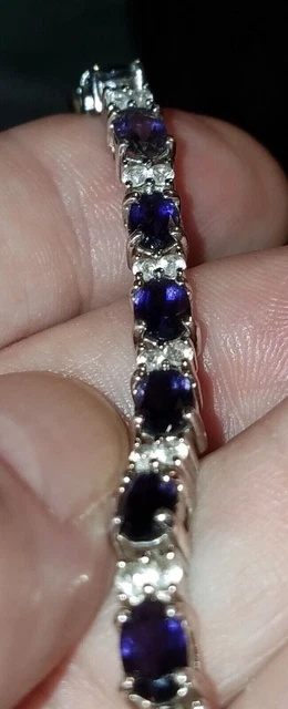 5Carat Oval Cut Lab Created Sapphire Women's Tennis Bracelet White Gold Plated .