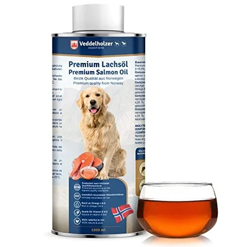 Veddelholzer Huile de Saumon pour Chiens 1 Litre dans Une boîte en Fer Blanc ...