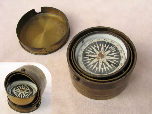 Mariners small brass gimbal mounted compass circa 1840