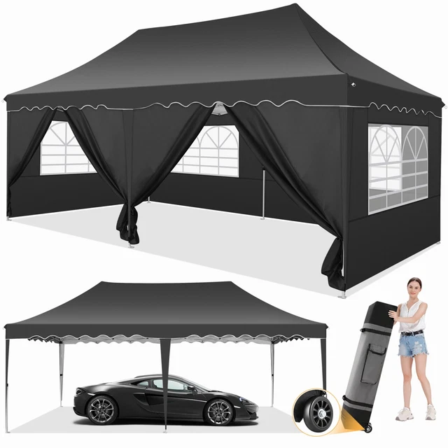 Pavillon 3x3/3x6m Wasserdicht Partyzelt Gartenzelt UV Faltpavillon Faltbar Zelt