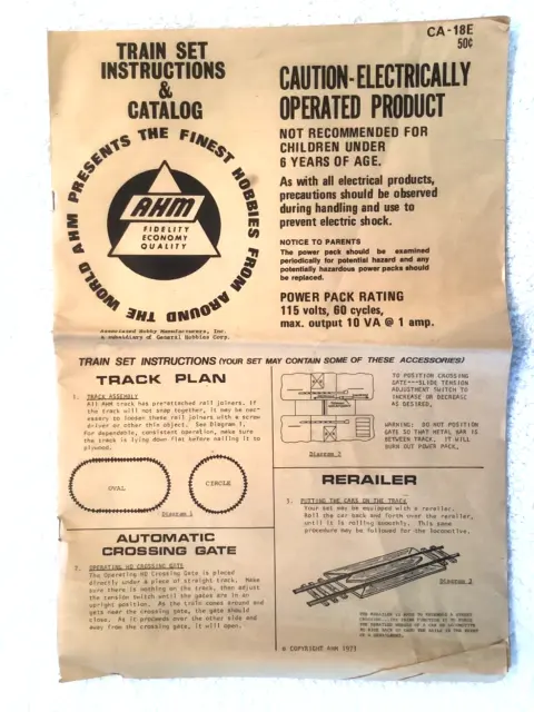 Vintage 1973 AHM Train Set Instructions & Catalog. FREE SHIPPING!!!
