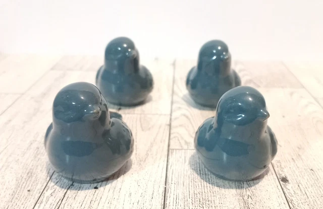 4 similar Blue Glazed Ceramic Bird Figurine Bird Statue Country.
