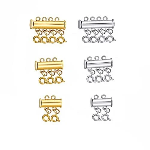 6PCS 3Size Clasp Lock Necklace Lock Jewelry Connector Multi-Strand Slide Tube...