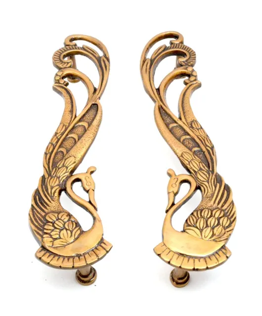 Unique Designer Peacock Shape 11 Inches Brass Door Handle Pair For Home Office