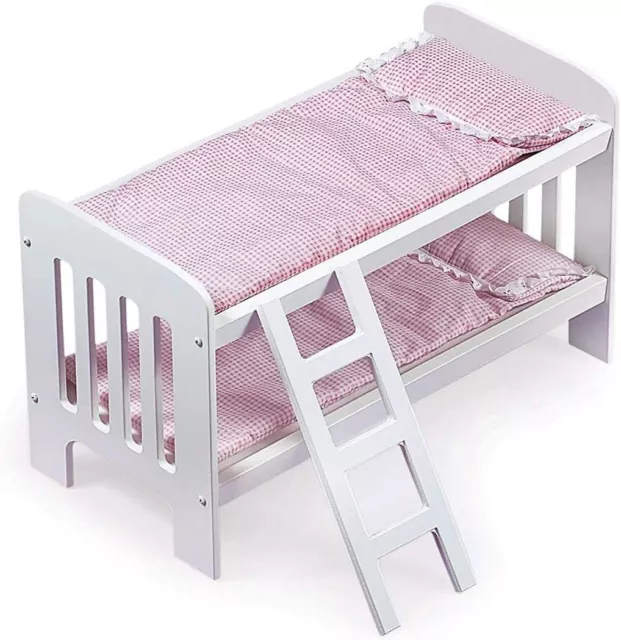 Badger Toys Doll Bunk Bed with Ladder, Bedding