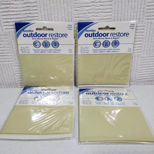 4 Bondex Khaki Outdoor Pressure Sensitive Sticky Nylon Mend Repair Patches New