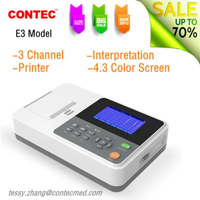 CONTEC E3 Digital ECG Monitor Electrocardiograph 3 Channel EKG Machine+Printer