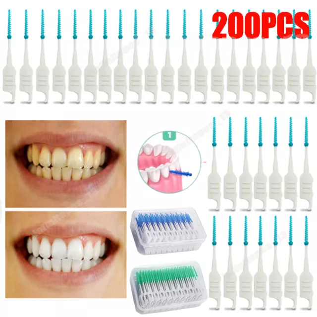 200 Interdental Sticks Dental Floss Teeth Tooth Toothpick Oral Care Clean Brush