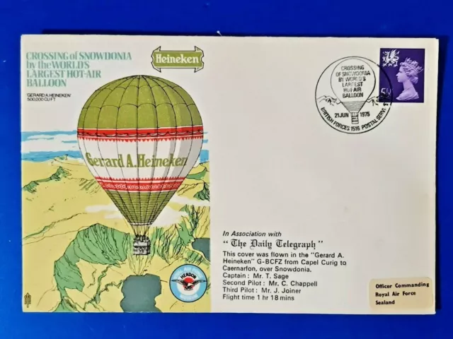 RAF Event Flight Cover, 1975 Crossing Snowdonia Heineken Hot Air Baloon TX 2