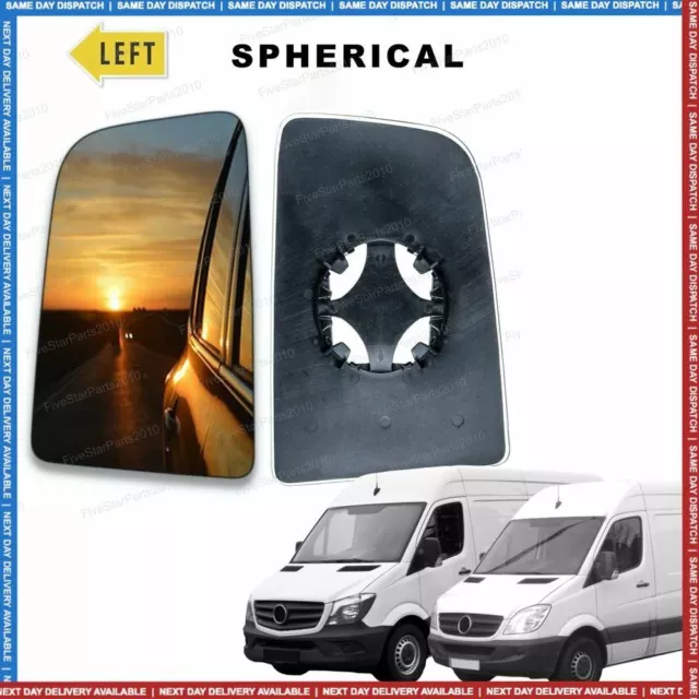Left near side wing door mirror glass for Mercedes Sprinter 2006-2018 Upper