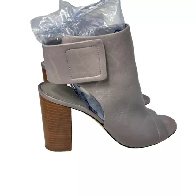 Vince Faye Gray Leather Peep Toe Bootie Block Heel Size:7 women’s Shoes