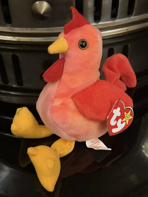 BNWT Tagged Retired Ty Beanie Baby Plush Strut the Rooster NEW Tagged PVC Pellet