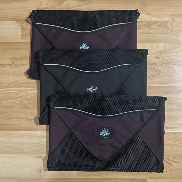 Eagle Creek Travel Garment Folders 18” x 12.5” Lot of 3 Purple Black w Guide VTG