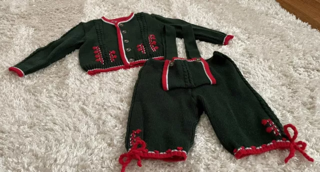 Lederhosen & Sweater Outfit ~ Vintage Boy's Toddler's German 2 pc. Set ~ Dralon