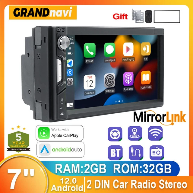 7" 32G Android 12 Carplay Android Auto Car Stereo Radio GPS FM WiFi 2Din Head Up