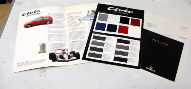 HONDA Civic Car Sales Brochure c1992 3 Door #HBR-0017 2