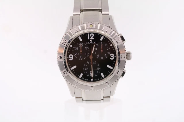 Uomo Movado 0605067 Gentry Cronografo Acciaio Inox Quadrante Nero Orologio