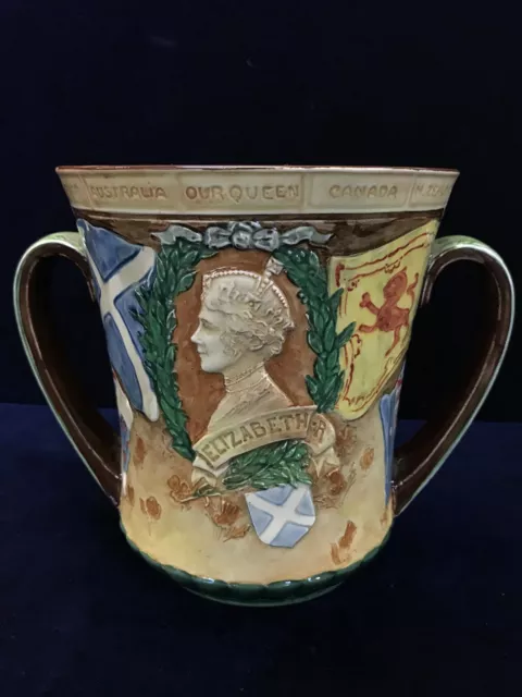 Rare 1937 Royal Doulton Loving “King George VI & Elizabeth” Coronation Cup Noke 3