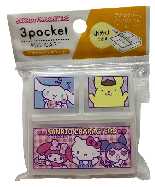 SANRIO X DAISO Hello Kitty Pill Box Case, Cinnamoroll Melody Kuromi