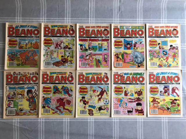 1990 Year BEANO COMICS x10 - 2479 To 2489 Missing 2486 From Run.