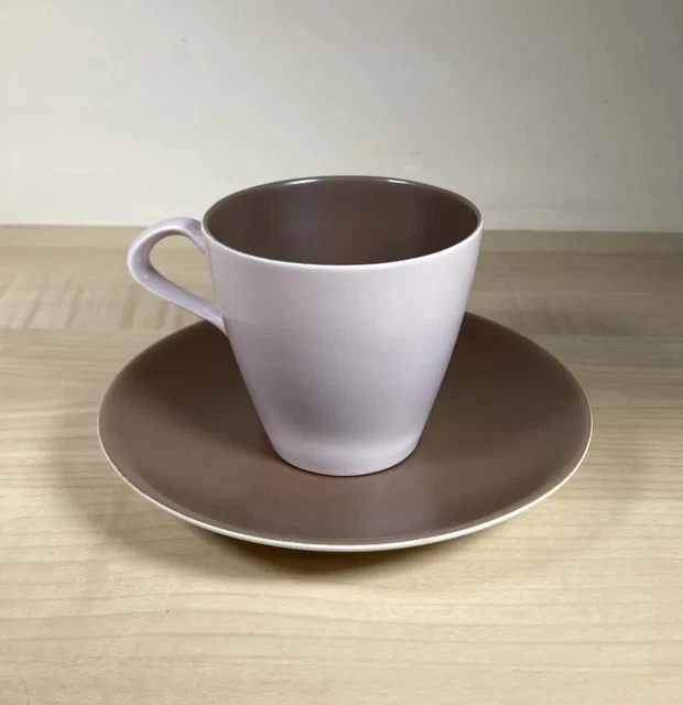 Cerámica vintage twintone | sepia y hongo C54 | taza de té y platillo