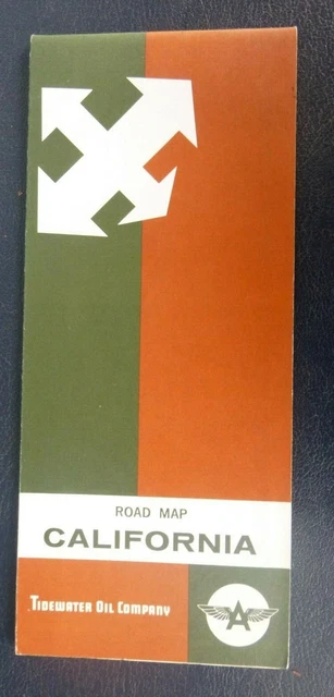 1962 California road map Flying A Tidewater oil  gas