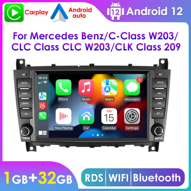 For Mercedes-Benz C-Class W203 W209 GPS Car Radio WiFi Android 12 CarPlay Stereo