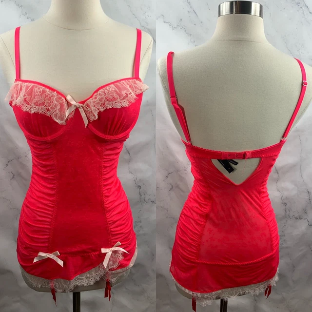 Victoria's Secret Lingerie Dress 34C Slip On Pink Mini Dress  Slip On Bra Lace