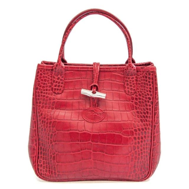 Longchamp ROSEAU 2396 158H T145 Women's Leather Handbag Red Color BF557489