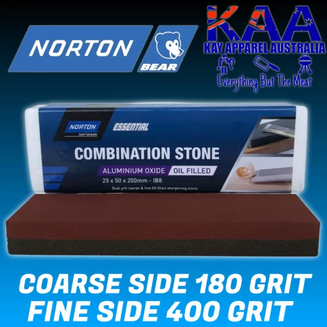 Norton Bear Knife Sharpening Combination Aluminium Oxide Stone IB8 25x50x200mm