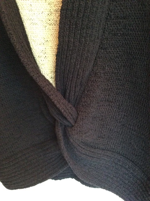 Alex & Co Größe 14 marineblau und beige Twist vorne Sommergewicht Baumwolle Strickpullover 3