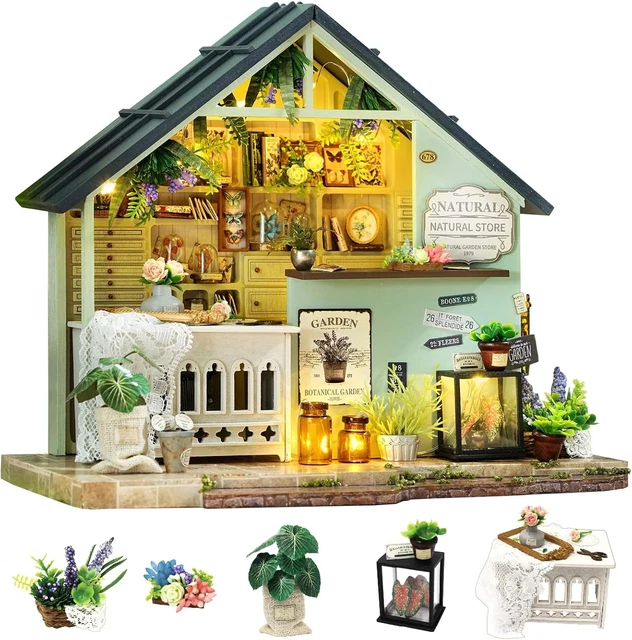DIY MINIATURE DOLLHOUSE Kit For 14+ & Adults, Wooden House Set with LED ...